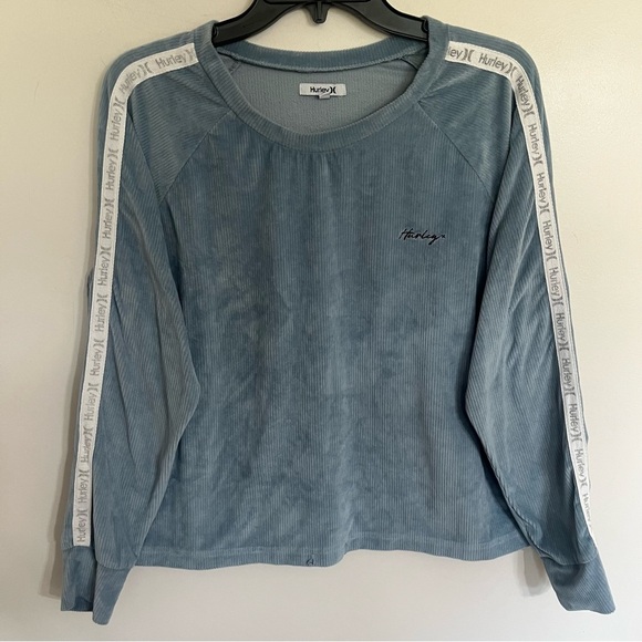 Hurley Womens Pullover Sweatshirt Loungewear PJ Top Ribbed Velour Size Medium - Picture 1 of 13